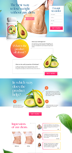 Sample landing page for weight loss product